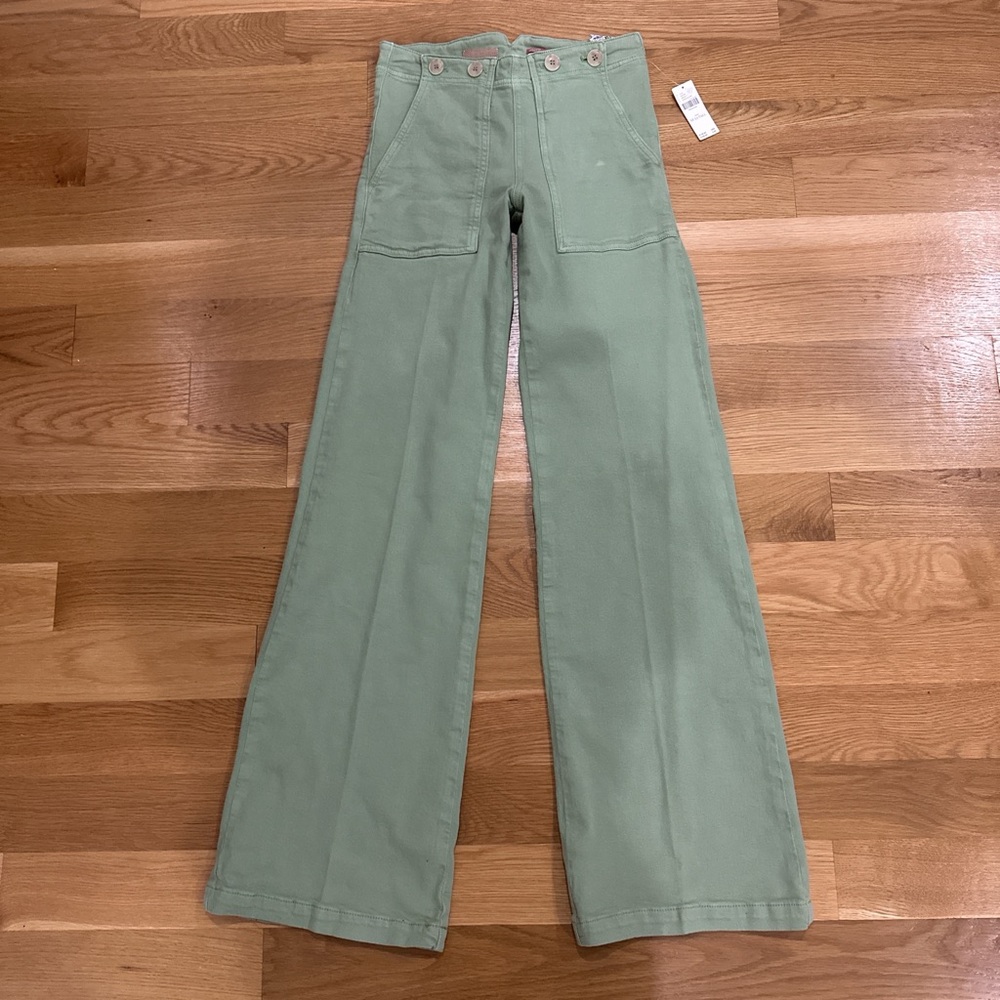 ANTHROPOLOGIE PILCRO The Kit Green Wide-Leg Pant - Brand New with Tag Sz 24 Tall
